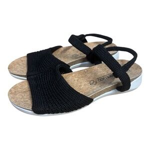 Arcopedico Knit Arenal Sandal Black Stretch Fabric Shoe Cork Sole Size 37 US 6.5